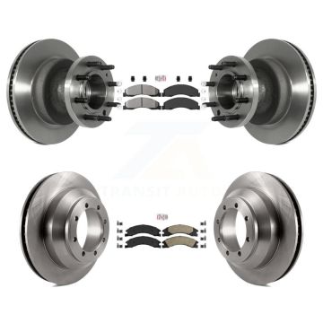 Front Semi-Metallic Rear Ceramic Pad Brake Rotors Kit For Ford E-350 Super Duty Econoline K8A-105808