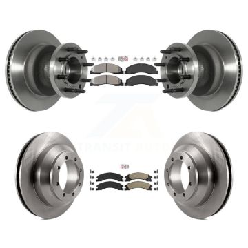 Front Semi-Metallic Rear Ceramic Pad Brake Rotors Kit For Ford E-350 Super Duty Econoline K8A-105809