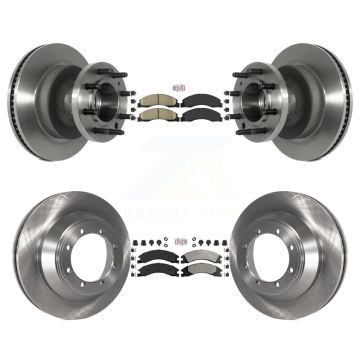 Front Ceramic Rear Semi-Metallic Pad & Disc Brake Rotor Hub Kit For Ford E-450 Super Duty K8A-105810