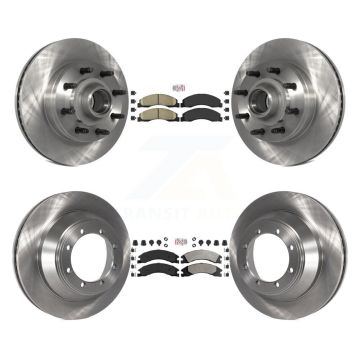 Front Ceramic Rear Semi-Metallic Pad & Disc Brake Rotor Hub Kit For Ford E-450 Super Duty K8A-105813