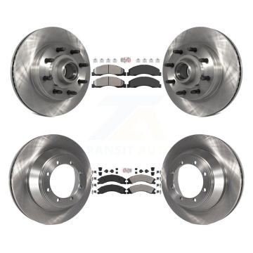 Front Rear Semi-Metallic Pad Disc Brake Rotors Hub Assembly Kit For Ford E-450 Super Duty K8A-105817