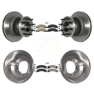 Front Ceramic Rear Semi-Metallic Pad & Disc Brake Rotor Hub Kit For Ford E-450 Super Duty K8A-105818