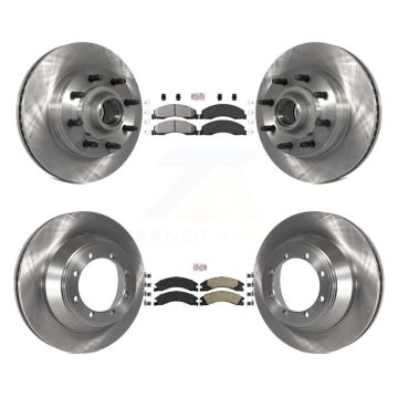 Front Semi-Metallic Rear Ceramic Pad & Disc Brake Rotor Hub Kit For Ford E-450 Super Duty K8A-105828