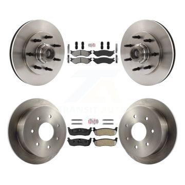 Front Rear Semi-Metallic Pad & Disc Brake Rotors Hub Assembly Kit For Ford F-150 F-250 HD K8A-105832