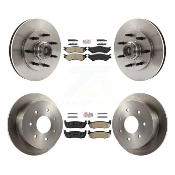 Front Rear Semi-Metallic Pad & Disc Brake Rotors Hub Assembly Kit For Ford F-150 F-250 HD K8A-105833