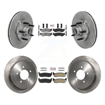 Front Rear Semi-Metallic Pads And Disc Brake Rotors Hub Kit For Ford F-150 Heritage RWD K8A-105834