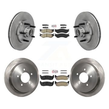 Front Rear Semi-Metallic Pads And Disc Brake Rotors Hub Kit For Ford F-150 Heritage RWD K8A-105835