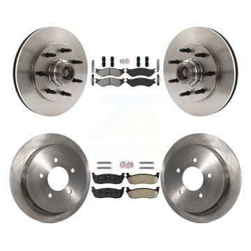 Front Rear Semi-Metallic Pad & Disc Brake Rotors Hub Kit For 2004 Ford F-150 Heritage RWD K8A-105836