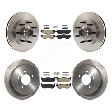 Front Rear Semi-Metallic Pad & Disc Brake Rotors Hub Kit For 2004 Ford F-150 Heritage RWD K8A-105837