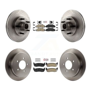 Front Ceramic Rear Semi-Metallic Pad And Disc Brake Rotor Hub Assembly Kit For Ford F-150 K8A-105838