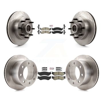 Front Rear Semi-Metallic Pads And Disc Brake Rotors Hub Kit For 2001-2002 Dodge Ram 2500 K8A-105841