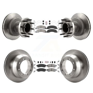 Front Rear Semi-Metallic Pad Disc Brake Rotors Hub Assembly Kit For Ford F-350 Super Duty K8A-105844