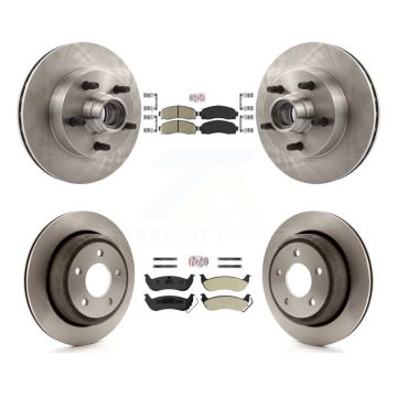 Front Ceramic Rear Semi-Metallic Pad & Disc Brake Rotors Hub Assembly Kit For Mazda B2300 K8A-105847