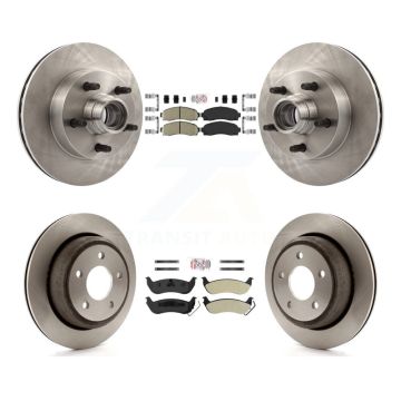 Front Ceramic Rear Semi-Metallic Pad & Disc Brake Rotors Hub Assembly Kit For Mazda B2300 K8A-105848