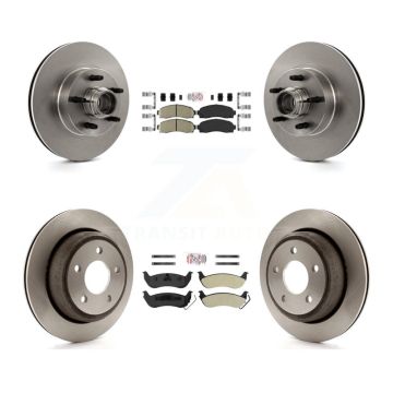 Front Ceramic Rear Semi-Metallic Pad & Disc Brake Rotors Hub Assembly Kit For Mazda B2300 K8A-105850