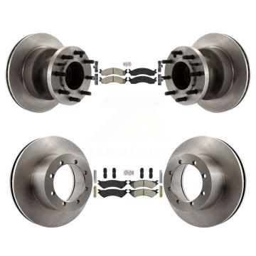 Front Rear Semi-Metallic Pad Disc Brake Rotors Hub Assembly Kit For Ford E-350 Super Duty K8A-105865