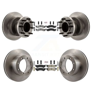 Front Rear Semi-Metallic Pad Disc Brake Rotors Hub Assembly Kit For Ford E-350 Super Duty K8A-105866