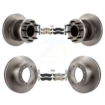 Front Rear Semi-Metallic Pad Disc Brake Rotors Hub Assembly Kit For Ford E-350 Super Duty K8A-105871