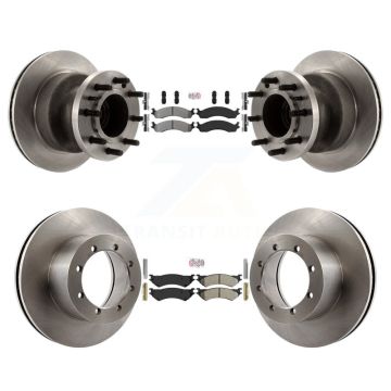 Front Rear Semi-Metallic Pad Disc Brake Rotors Hub Assembly Kit For Ford E-350 Super Duty K8A-105872