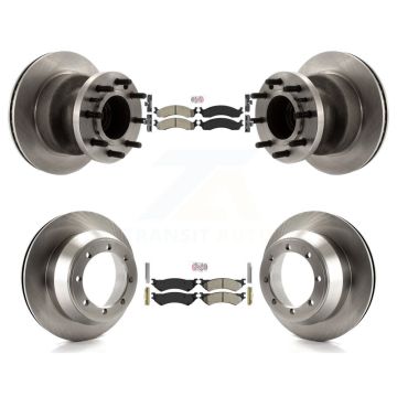 Front Rear Semi-Metallic Pad Brake Rotor Hub Kit For Ford E-350 Super Duty Econoline Club K8A-105873