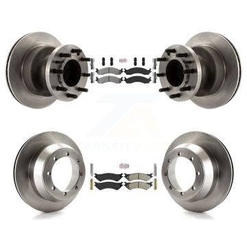 Front Rear Semi-Metallic Pad Brake Rotor Hub Kit For Ford E-350 Super Duty Econoline Club K8A-105874