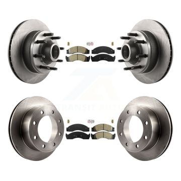 Front Rear Semi-Metallic Pad Disc Brake Rotor Hub Kit For Ford E-450 Econoline Super Duty K8A-105883