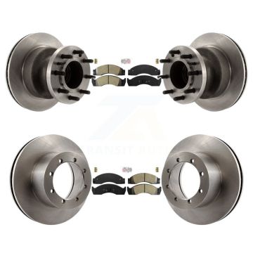 Front Rear Semi-Metallic Pad Disc Brake Rotor Hub Kit For Ford E-450 Econoline Super Duty K8A-105885