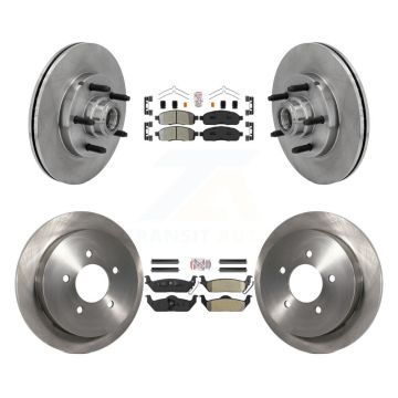 Front Rear Semi-Metallic Pad & Disc Brake Rotors Hub Assembly Kit For 2004 Ford F-150 RWD K8A-105889