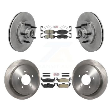 Front Rear Semi-Metallic Pad & Disc Brake Rotors Hub Assembly Kit For 2004 Ford F-150 RWD K8A-105890