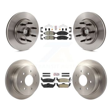 Front Rear Semi-Metallic Pad Disc Brake Rotors Hub Kit For Ford F-150 Lincoln Mark LT RWD K8A-105891