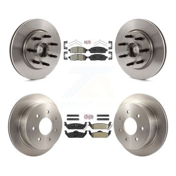 Front Rear Semi-Metallic Pad Disc Brake Rotors Hub Kit For Ford F-150 Lincoln Mark LT RWD K8A-105892