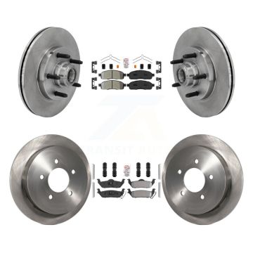 Front Rear Semi-Metallic Pad & Disc Brake Rotors Hub Assembly Kit For 2004 Ford F-150 RWD K8A-105899