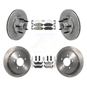 Front Rear Semi-Metallic Pad & Disc Brake Rotors Hub Assembly Kit For 2004 Ford F-150 RWD K8A-105900