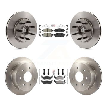 Front Rear Semi-Metallic Pad Disc Brake Rotors Hub Kit For Ford F-150 Lincoln Mark LT RWD K8A-105902