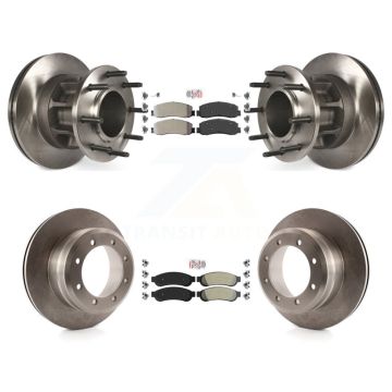 Front Rear Semi-Metallic Pad Disc Brake Rotors Hub Kit For 2012 Ford F-350 Super Duty RWD K8A-105907