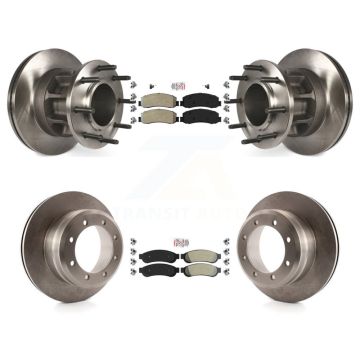 Front Rear Semi-Metallic Pad Disc Brake Rotors Hub Kit For 2011 Ford F-350 Super Duty RWD K8A-105915