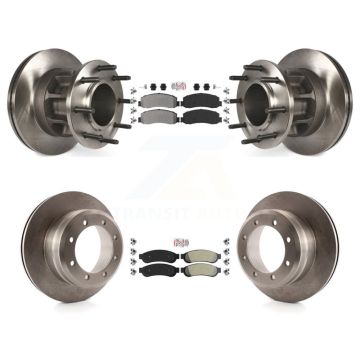 Front Rear Semi-Metallic Pad Disc Brake Rotors Hub Kit For 2011 Ford F-350 Super Duty RWD K8A-105916