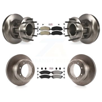 Front Rear Semi-Metallic Pad Disc Brake Rotors Hub Kit For 2011 Ford F-350 Super Duty RWD K8A-105917