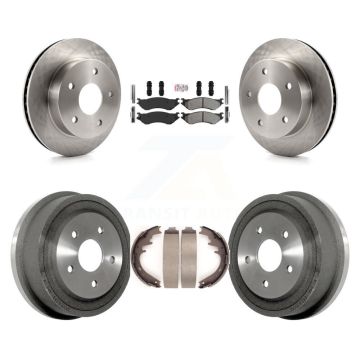 Front Rear Disc Brake Rotor Semi-Metallic Pad & Drum Kit For 2000-2001 Dodge Ram 1500 4WD K8A-105977