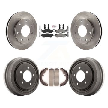 Front Rear Brake Rotor Semi-Metallic Pad Drum Kit For 99 Ford F-150 4WD With 7 Lug Wheels K8A-105978