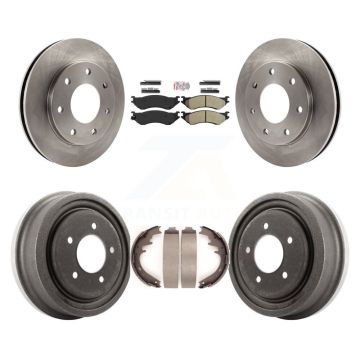 Front Rear Brake Rotor Semi-Metallic Pad Drum Kit For 99 Ford F-150 4WD With 7 Lug Wheels K8A-105979