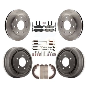 Front Rear Brake Rotors Semi-Metallic Pad Drum Kit (7Pc) For Ford F-150 With 7 Lug Wheels K8A-106003