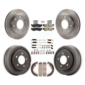Front Rear Brake Rotors Semi-Metallic Pad Drum Kit (7Pc) For Ford F-150 With 7 Lug Wheels K8A-106004