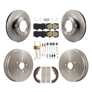 Front Rear Brake Rotor Ceramic Pad Drum Kit (7Pc) For Toyota Tacoma RWD With 6 Lug Wheels K8A-106028