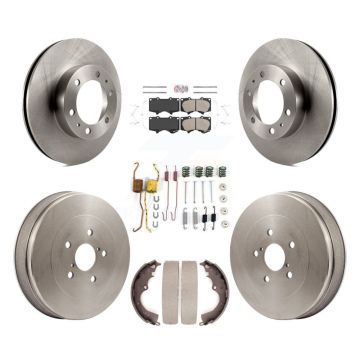 Front Rear Brake Rotor Ceramic Pad Drum Kit (7Pc) For Toyota Tacoma RWD With 6 Lug Wheels K8A-106029