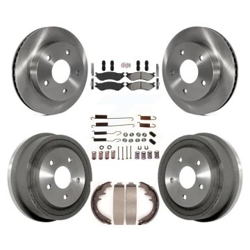 Front Rear Brake Rotors Semi-Metallic Pad Drum Kit (7Pc) For 2000-2001 Dodge Ram 1500 RWD K8A-106034