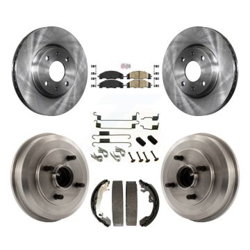 Front Rear Brake Rotor Ceramic Pad & Drum Kit (7Pc) For Ford Focus Wheel Bearing Included K8A-106036