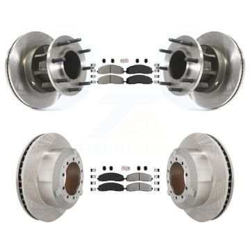 Front Rear Semi-Metallic Pad Disc Brake Rotors Hub Assembly Kit For Ford F-350 Super Duty K8A-107185