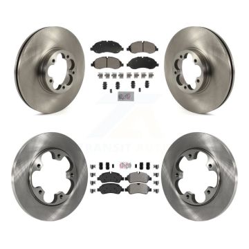Front Rear Semi-Metallic Pad Brake Rotor Kit For 16 Ford Transit-350 HD With 5 Lug Wheels K8A-107276