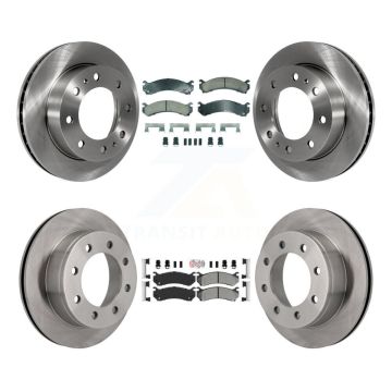 Front Ceramic Rear Semi-Metallic Pad Brake Rotors Kit For Chevrolet GMC Sierra 2500 HD XL K8A-107324